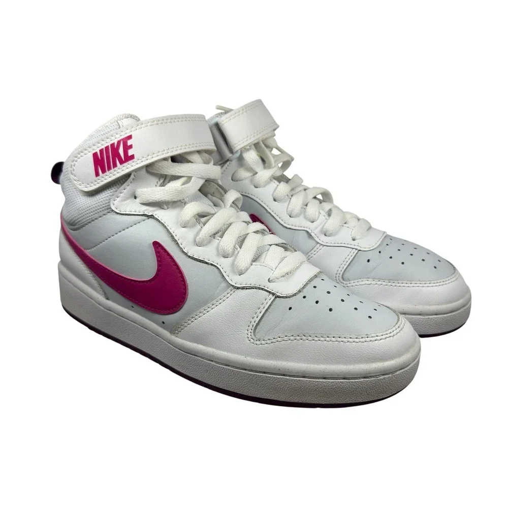 Nike Court Vision Mid White Pink Kids Basketball Shoes Sneakers‎ Size 6.5 Girls